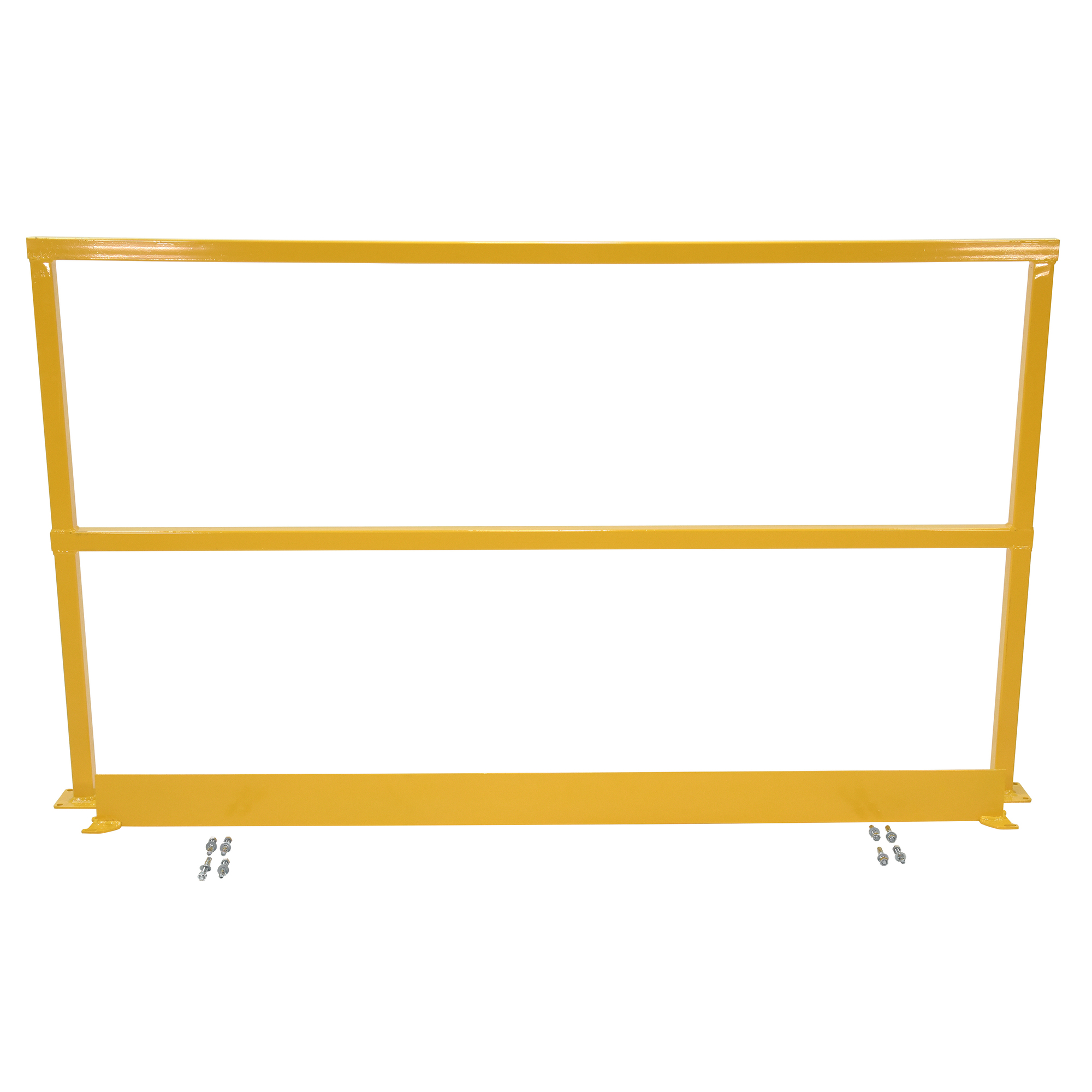 Vestil Steel Safety Handrail with Toe Board — 86.5in. x 4in. x 42in., Yellow, Model# SQ-84-TB-HWR